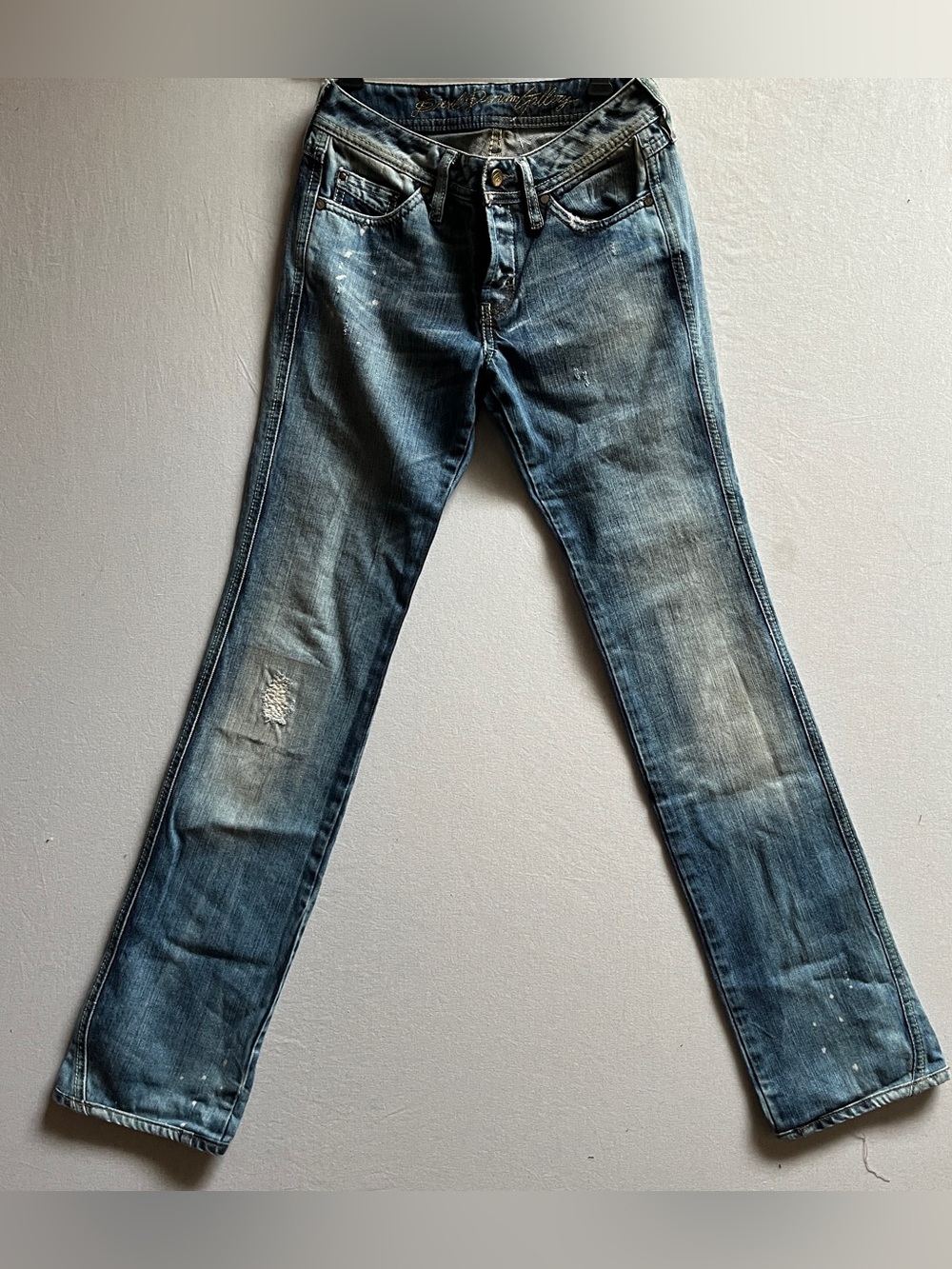 Diesel Joyce Distressed Denim Straight Leg Buttonfly Jeans Made in Italy Size 26